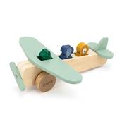 Avion en bois et ses 3 personnages
