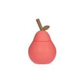 Tasse poire et sa paille en silicone – Rouge cerise