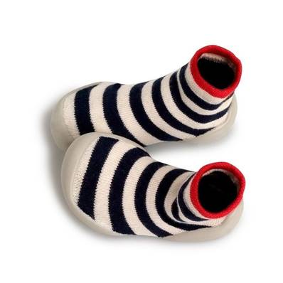 Chaussons Best Marin - marinière et liseré rouge 20-21