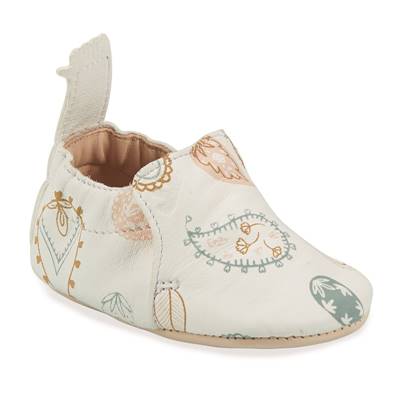 Chaussons en cuir souple My Blumoo - Blanc imprimé Cachemire 6 - 12 mois