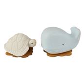 Jouets de bain tortue et baleine en caoutchouc recycl