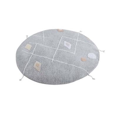 Tapis lavable rond molletonné Lou 120cm - Gris perle