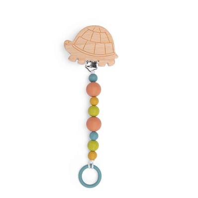 Attache-tétine bois et silicone tortue - Trois petits lapins