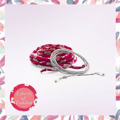 Cordons fantaisie pour bolas - Fleurs liberty et lurex argenté
