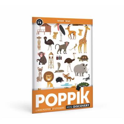 Poster mini discovery en stickers - Brun - La savane
