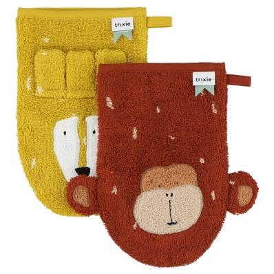 Set de 2 gants de toilette - M. Lion et M. Singe