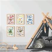 Poster mini discovery en stickers - Brun - La savane