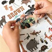 Poster mini discovery en stickers - Brun - La savane
