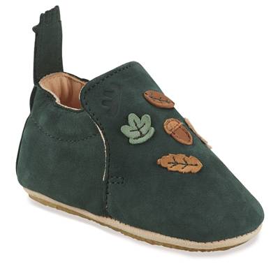 Chaussons en cuir avec patin My Blublu - Automne couleur paon 20-21
