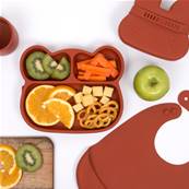 Assiette en silicone Ours - Rouille