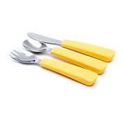 Couverts enfant en inox Cuillère, fourchette, couteau - Jaune