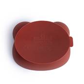 Bol en silicone avec ventouse et couvercle Ours - Rouille