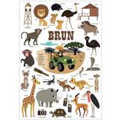 Poster mini discovery en stickers - Brun - La savane