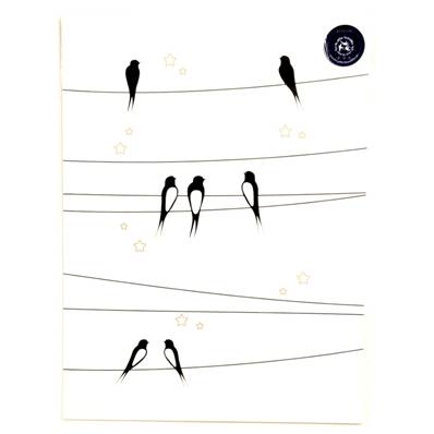 Affiche Les Hirondelles sur le fil - Ciel blanc - 30x40cm