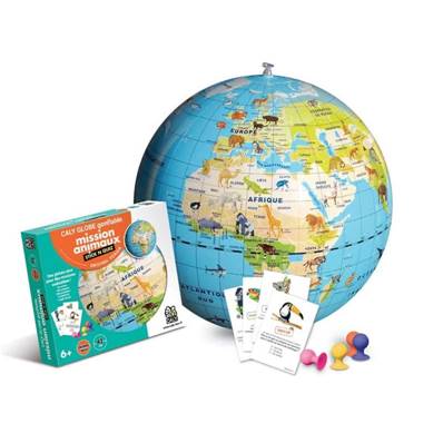 Stick & Quiz Mission animaux - Globe terrestre gonflable