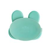 Assiette en silicone avec ventouse Lapin - Menthe