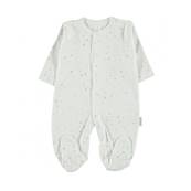 Pyjama manches longues blanc petites étoiles grises et vertes 12 mois