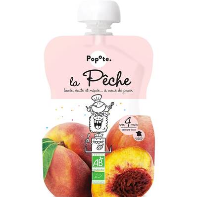 Gourde de compote pour bébé – Pêche BIO