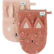 Set de 2 gants de toilette - Mme Chat et Mme Lapin