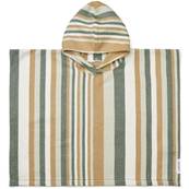 Poncho Roomie - Rayures dusty mint vert et moutarde 1 - 2 ans