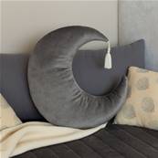 Coussin lune Pierrot - velours gris perle