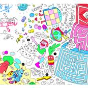 Poster à colorier Jeux et son large crayon 5 couleurs