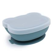 Bol en silicone avec ventouse et couvercle Ours - Bleu