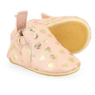 Chaussons en cuir avec patin Blublu Lovely Rose Baba/Or 20-21