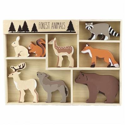 8 animaux forêt en bois