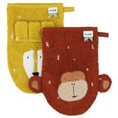 Set de 2 gants de toilette - M. Lion et M. Singe