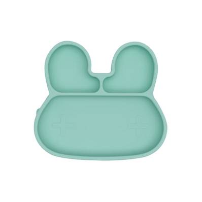 Assiette en silicone avec ventouse Lapin - Menthe