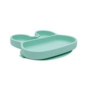 Assiette en silicone avec ventouse Lapin - Menthe