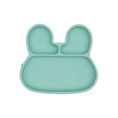 Assiette en silicone avec ventouse Lapin - Menthe