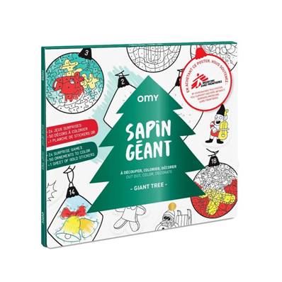 Poster Sapin géant à découper, colorier, décorer et ses stickers dorés