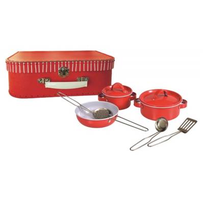 Valisette de casseroles en métal rouge