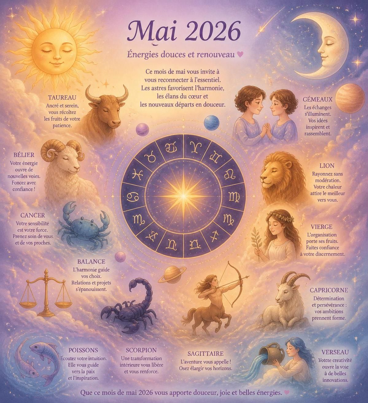 découvrez votre horoscope pour mai 2026 et explorez les surprises que les astres vous réservent ce mois-ci. préparez-vous à vivre des moments inattendus et à saisir de nouvelles opportunités.