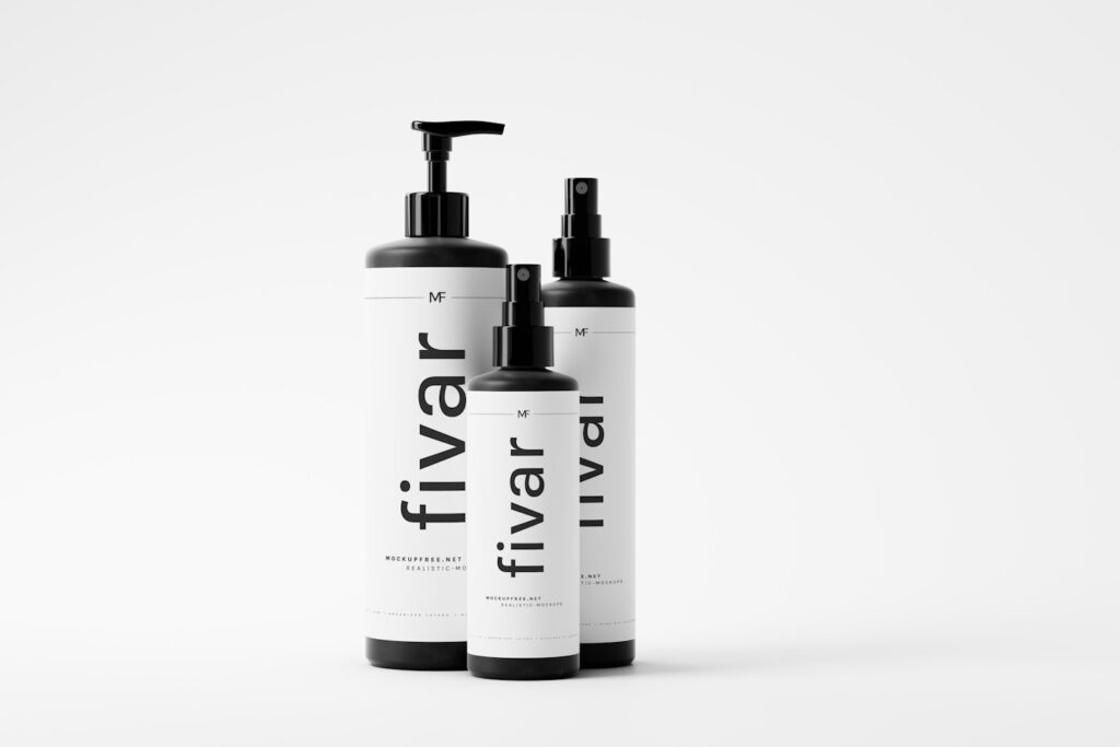 Fivar - Tri-Bottle Cosmetic Mockup Collection Download this mockup for free from Mockup Free: https://mockupfree.net