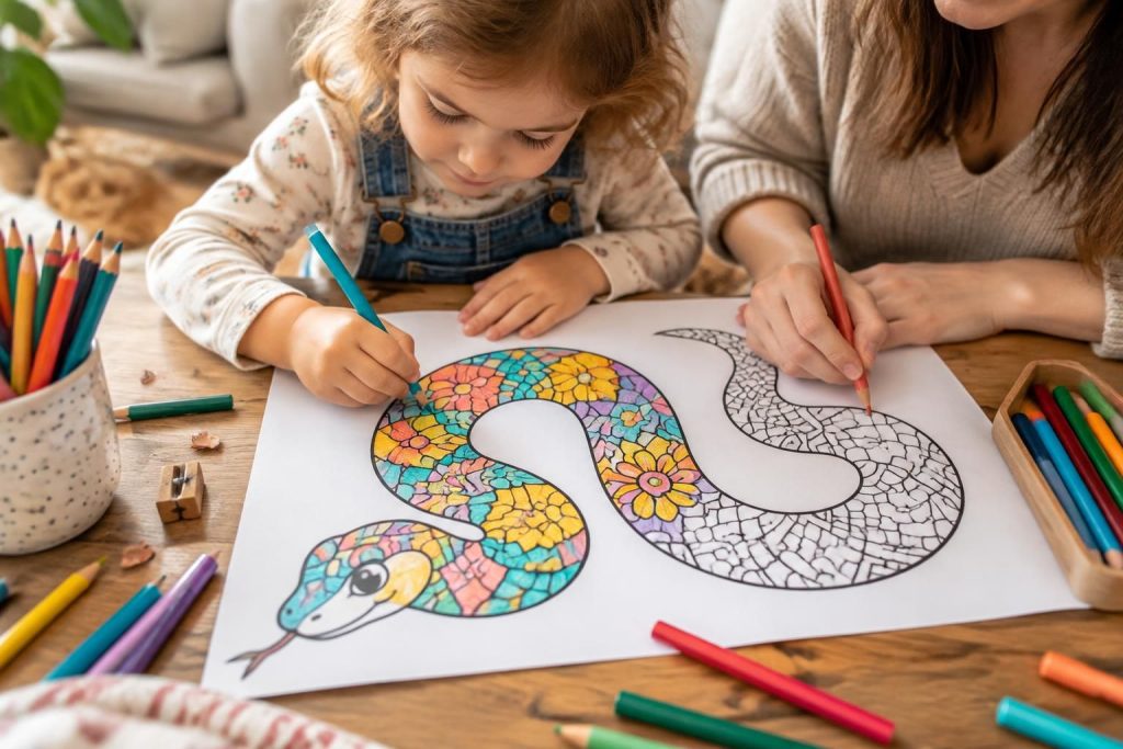 Coloriage serpent : idées créatives pour enfants et parents