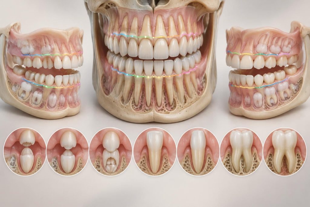 découvrez comment fonctionne la numérotation des dents, l’ordre de leur apparition et les grandes étapes du développement dentaire chez l’enfant et l’adulte.